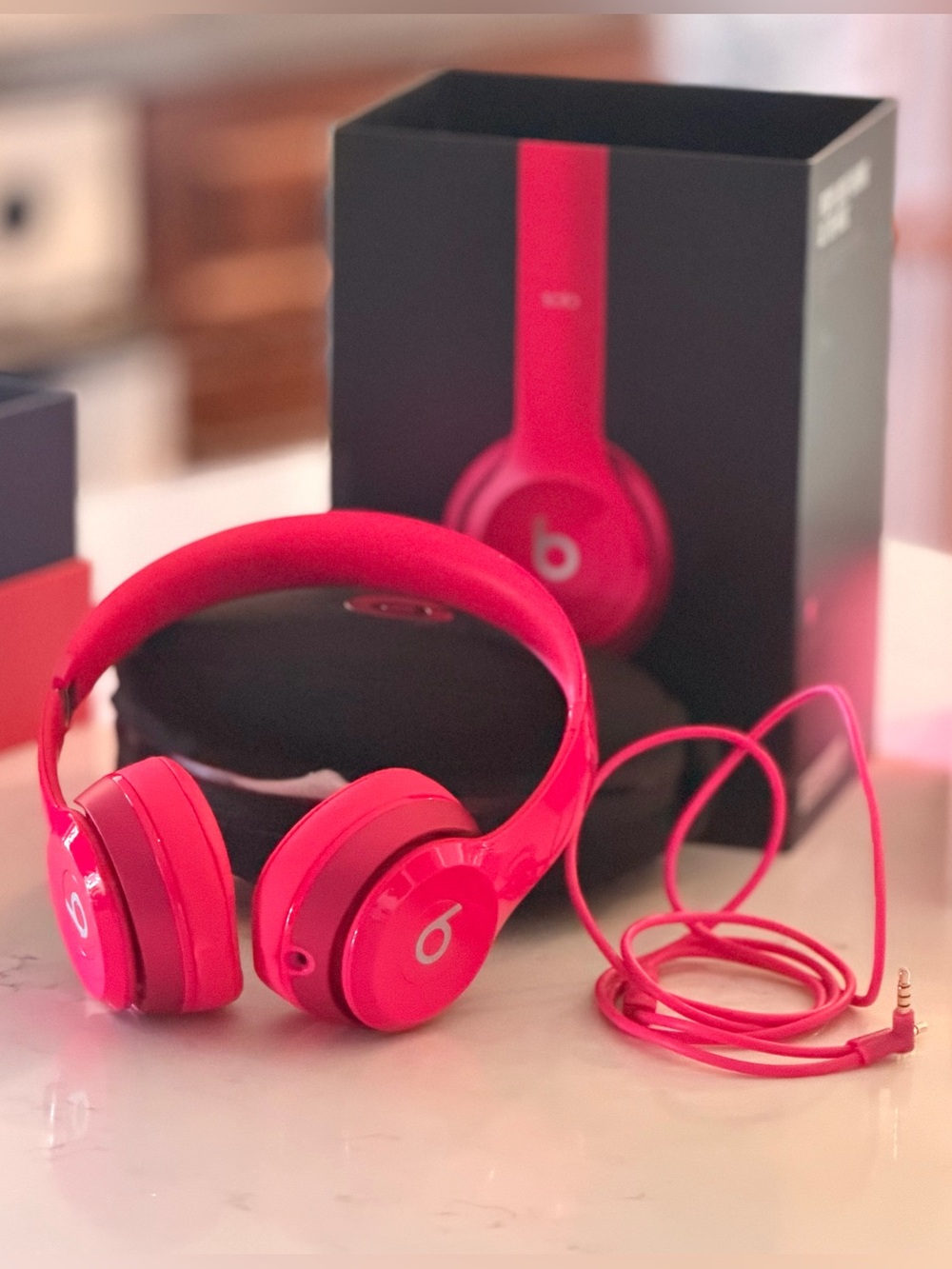 Beats by Dre Solo 2 Pink Amer Wired On-Ear Headphones (Box & Case Included)